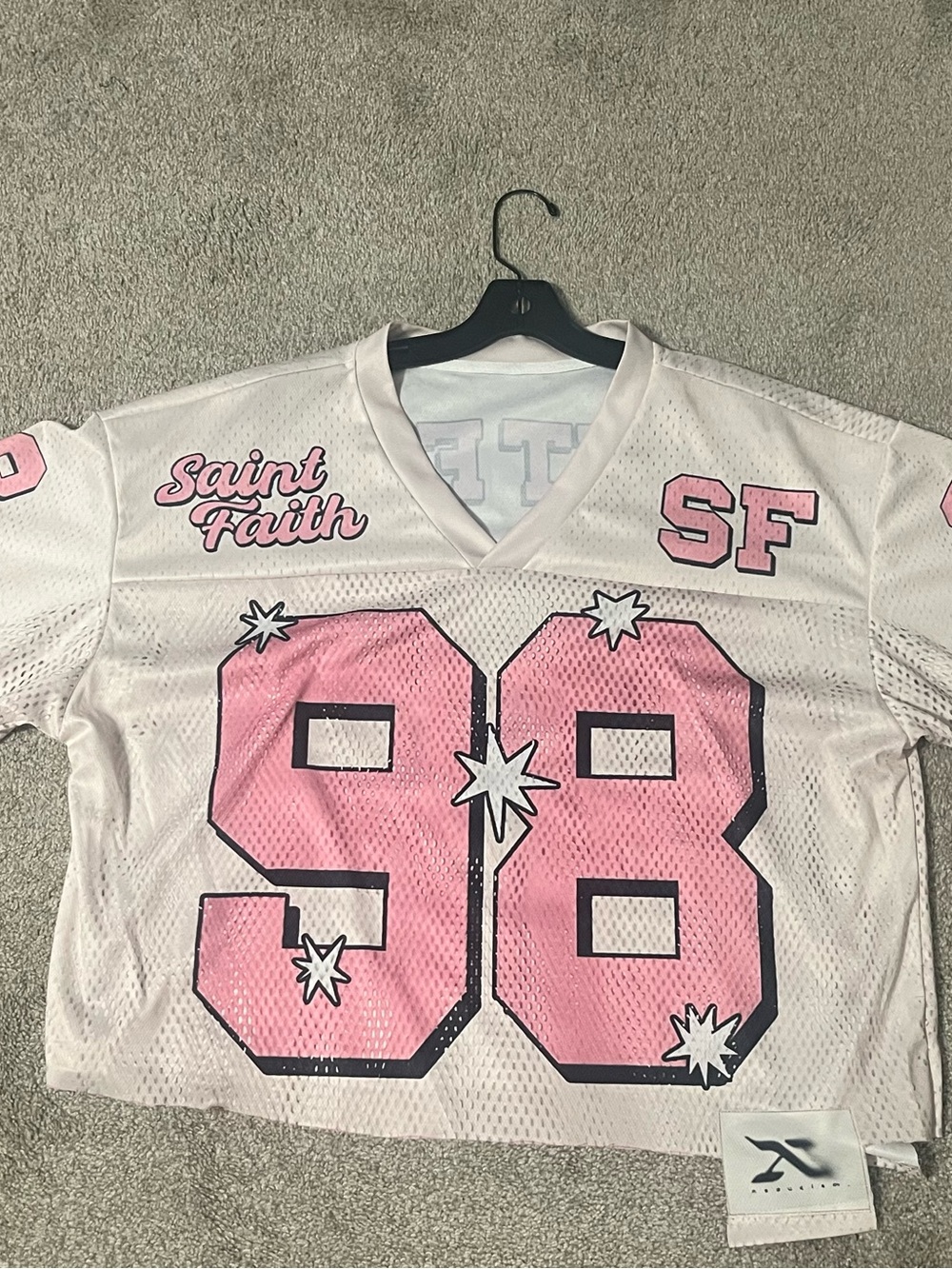 Women’s Pink Mesh Jersey Top with '98' Graphic
